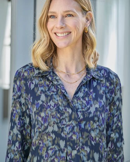Marina Patterned Viscose Long Sleeve Blouse