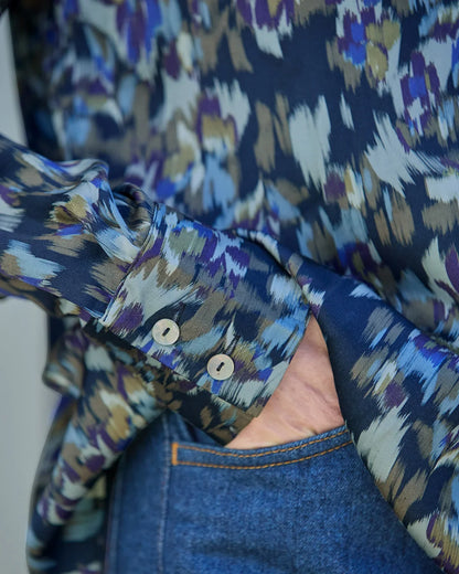 Marina Patterned Viscose Long Sleeve Blouse