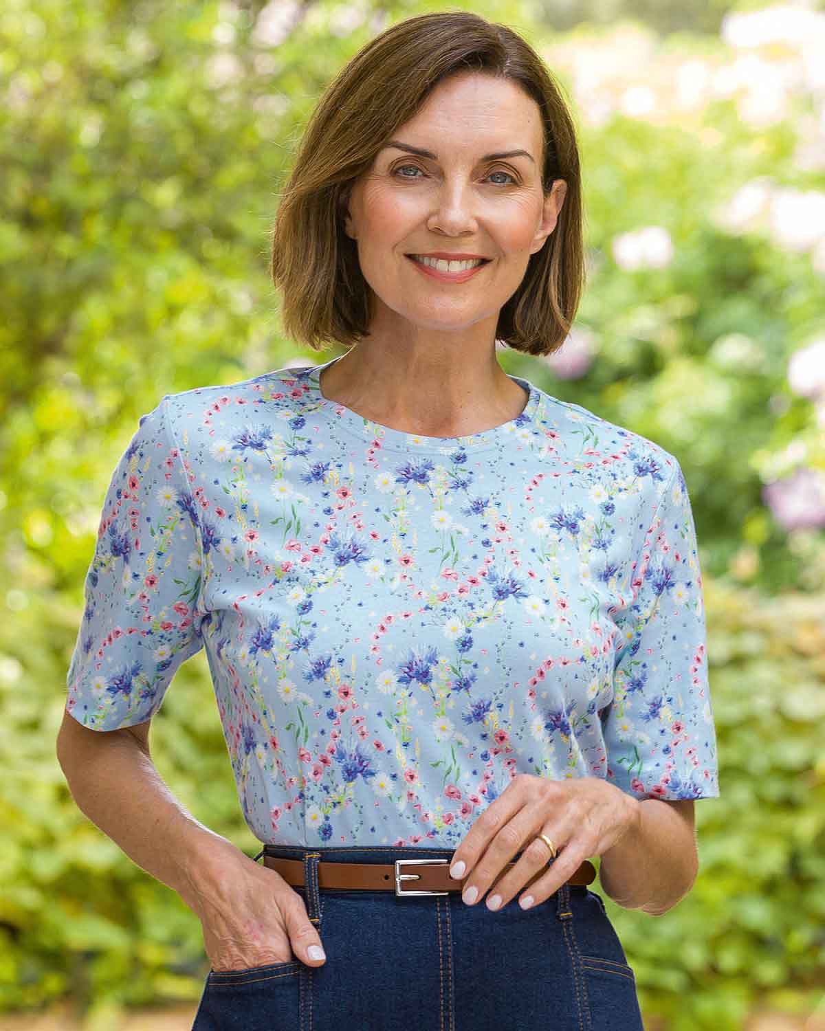 Lillie Floral Short Sleeve Cotton Leisure Top