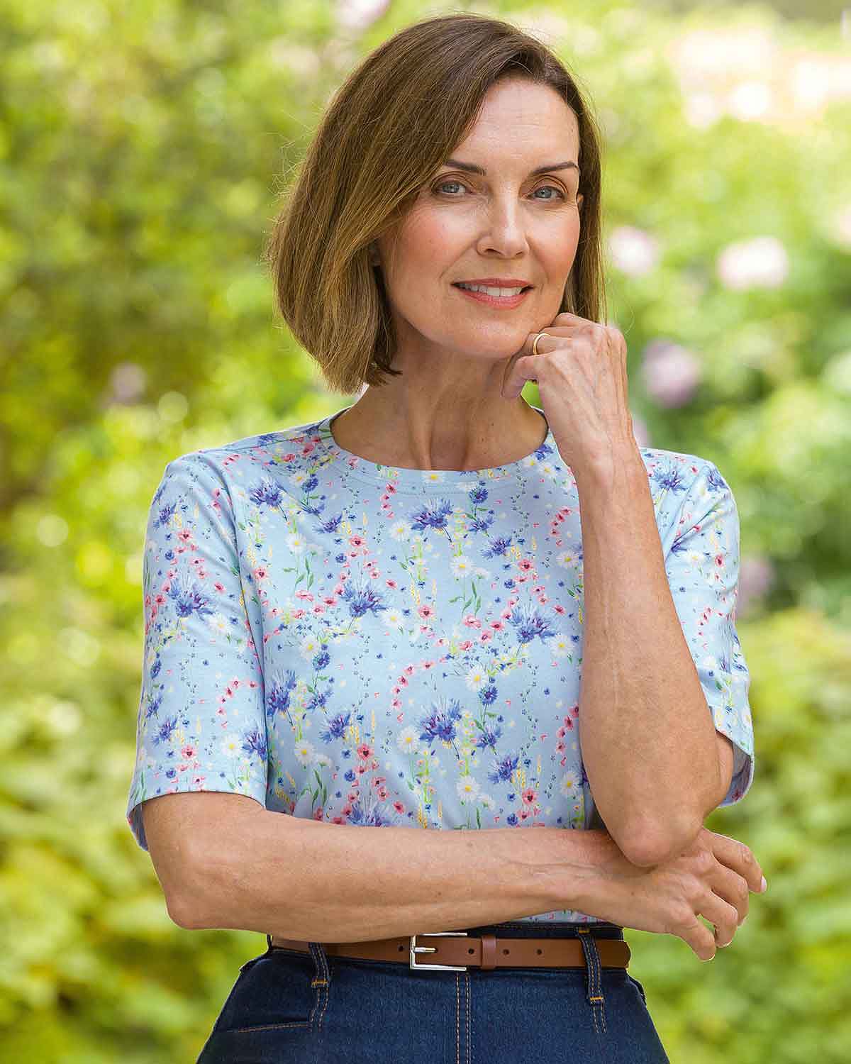 Lillie Floral Short Sleeve Cotton Leisure Top
