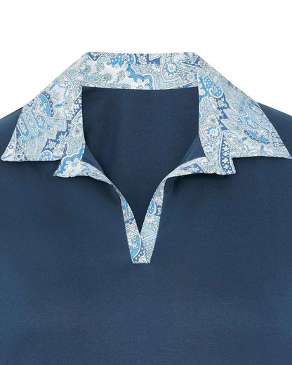 Eloise Trimmed Short Sleeve Cotton Polo Top