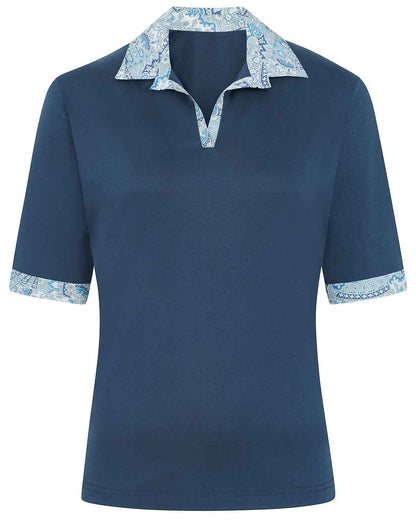 Eloise Trimmed Short Sleeve Cotton Polo Top