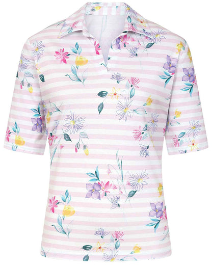 Sybil Floral Cotton Short Sleeved Polo Top