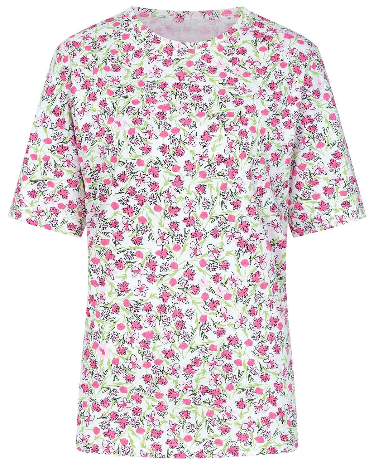 Violet Floral Short Sleeve Cotton Leisure Top