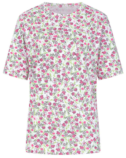 Violet Floral Short Sleeve Cotton Leisure Top