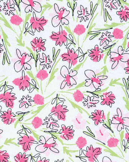 Violet Floral Short Sleeve Cotton Leisure Top