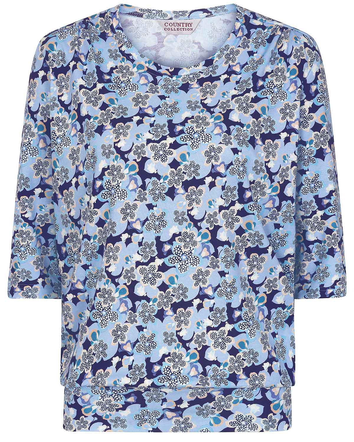 Printed Pure Cotton 3/4 Sleeve Blouson Top - Felicity