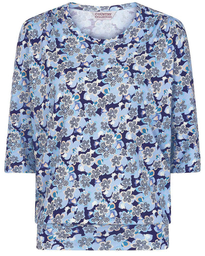 Printed Pure Cotton 3/4 Sleeve Blouson Top - Felicity