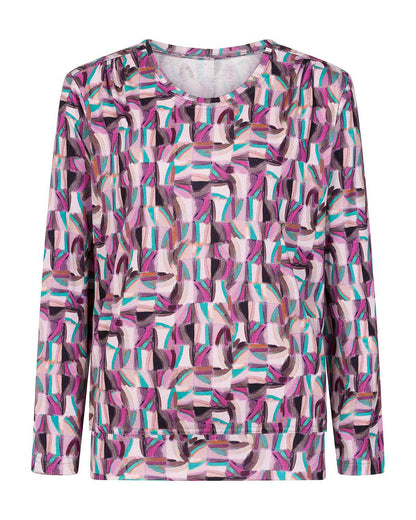 Jolie Patterned Cotton Long Sleeve Blouson Top