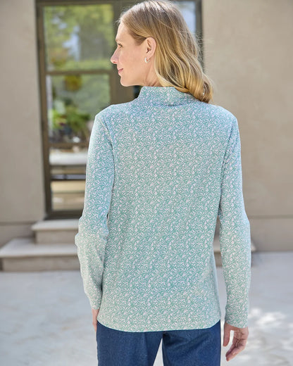 Printed Long Sleeved Cotton Turtle Neck Top - Natalie