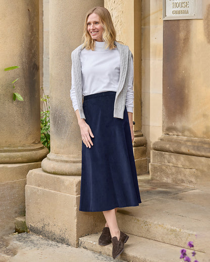 Needlecord Skirt - Navy