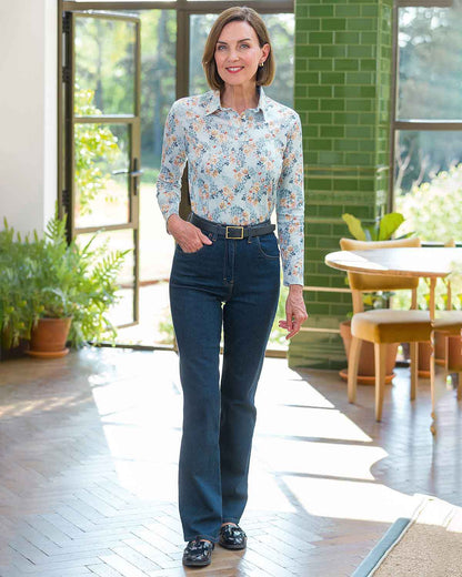 Esmerelda Patterned Cotton Long Sleeved Polo Top