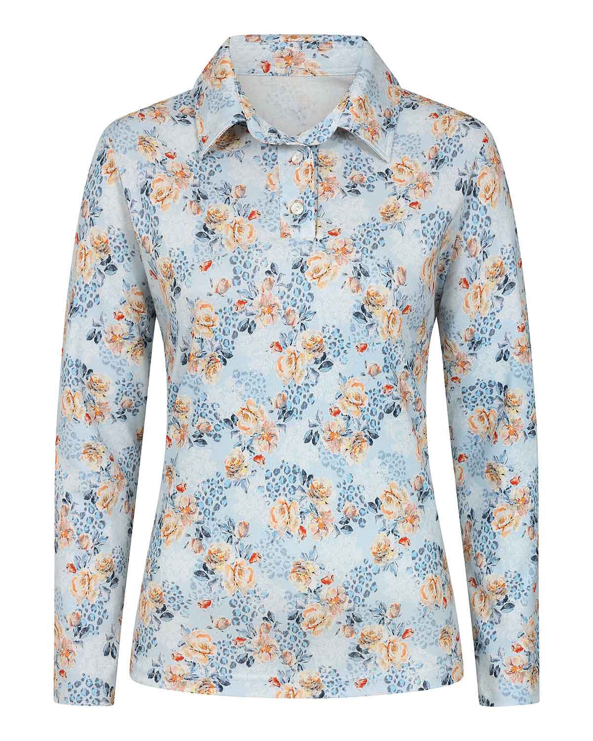 Esmerelda Patterned Cotton Long Sleeved Polo Top