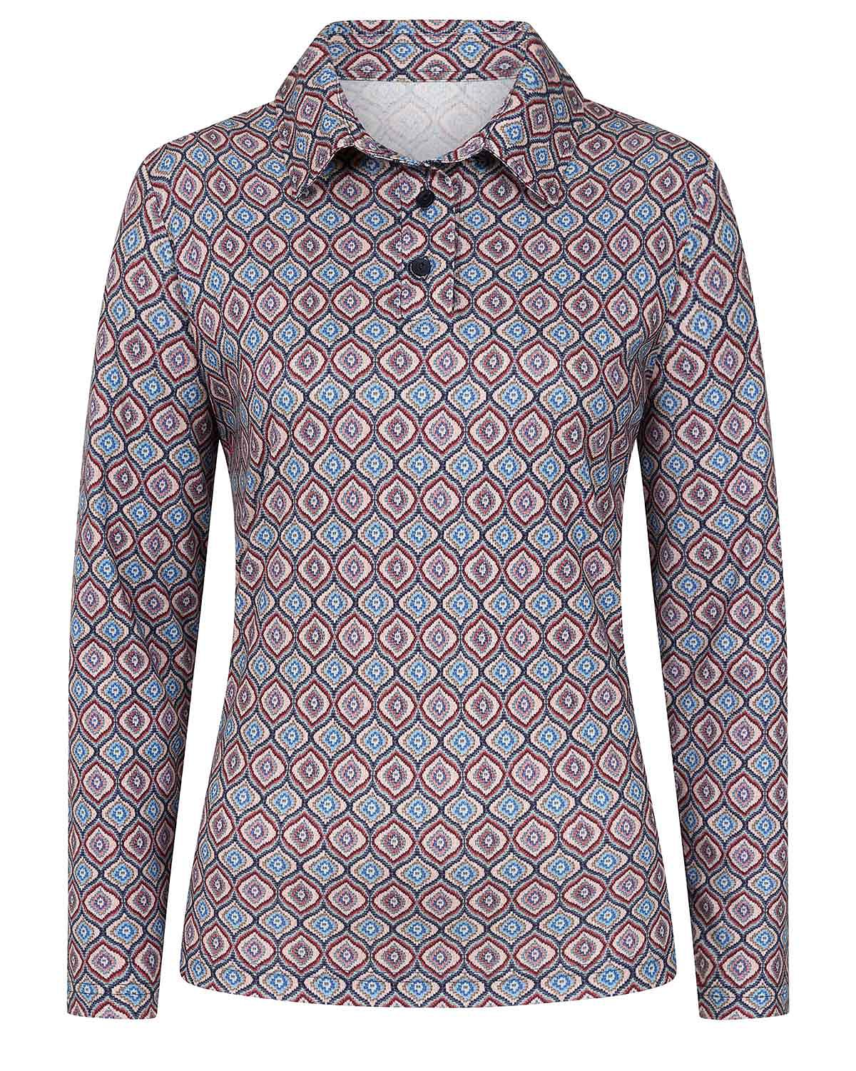 Darcie Patterned Cotton Long Sleeved Polo Top