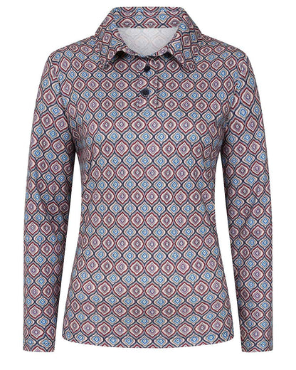 Darcie Patterned Cotton Long Sleeved Polo Top