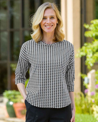 Patterned Crew Neck Dolman Sleeve Top - Stella