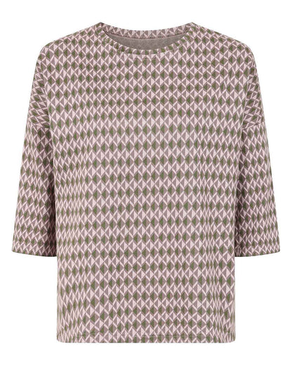 Patterned Crew Neck Dolman Sleeve Top - Maisie