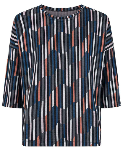 Patterned Crew Neck Dolman Sleeve Top - Eva
