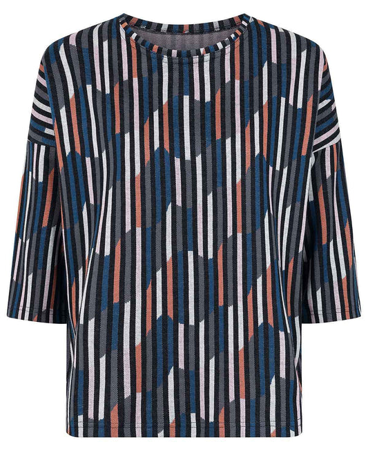 Patterned Crew Neck Dolman Sleeve Top - Eva