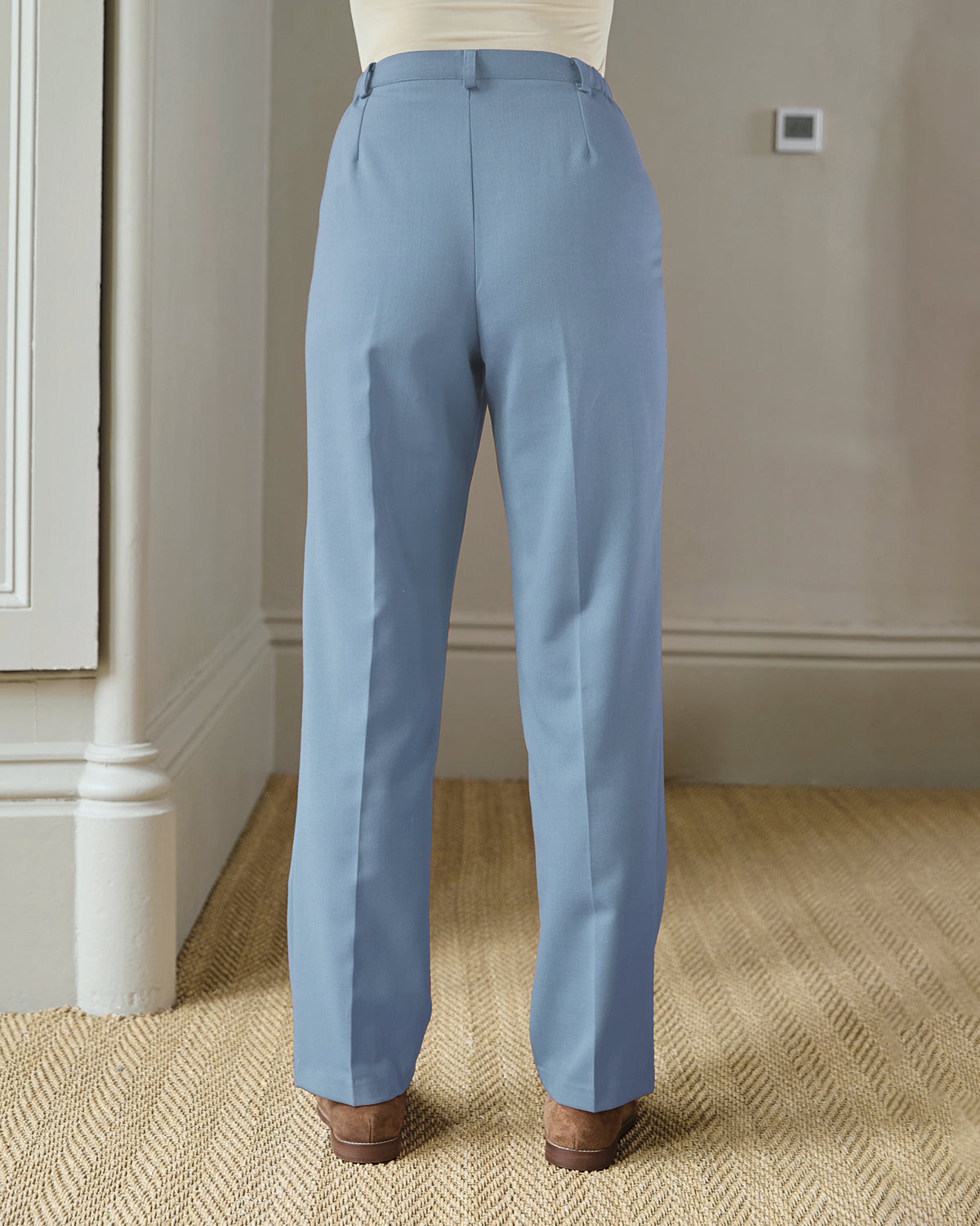 Ladies’ Sandown Wool Blend Straight Leg Trousers – Pale Blue