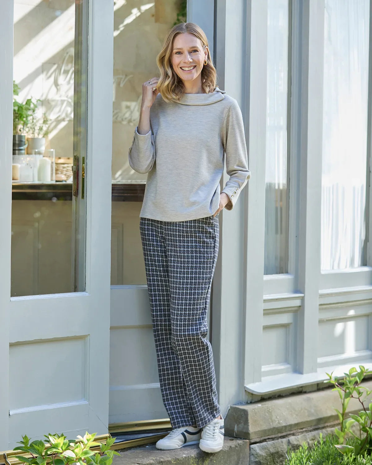 Laverne checked Wool Mix Pull On Trousers