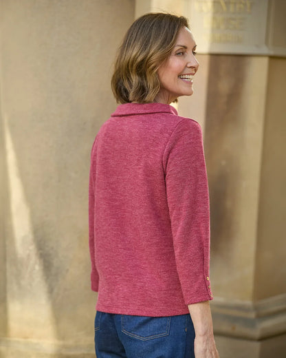 Peggy 3/4 Sleeve Boat Neck Top - Raspberry