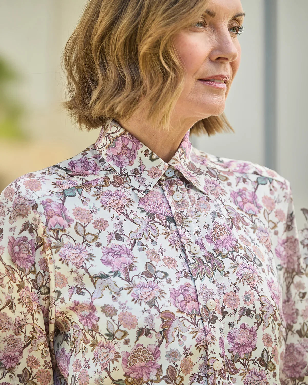 Petunia Floral Pure Viscose Long Sleeve Blouse