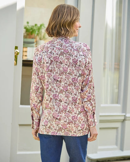 Petunia Floral Pure Viscose Long Sleeve Blouse