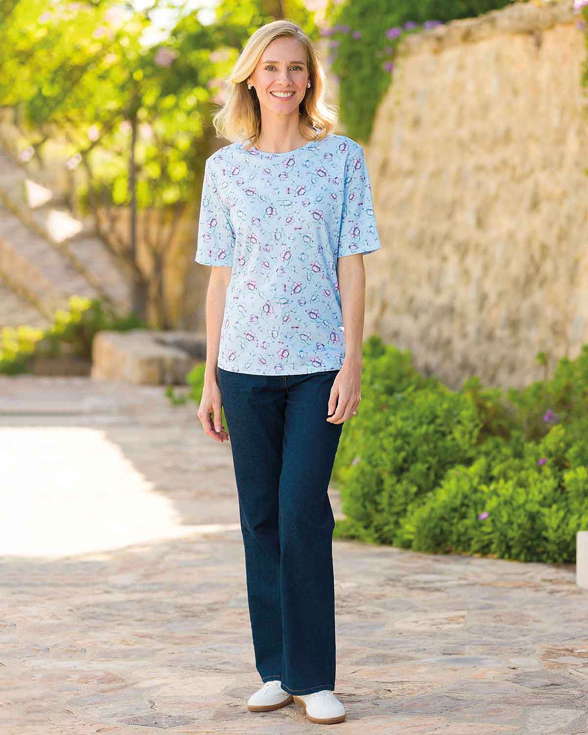 Liana Floral Short Sleeved Cotton Leisure Top
