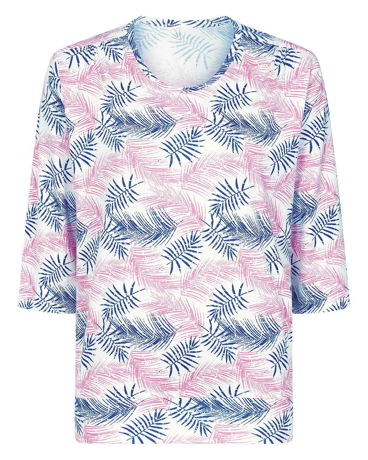 Kyra Patterned 3/4 Sleeved Cotton Blouson Top