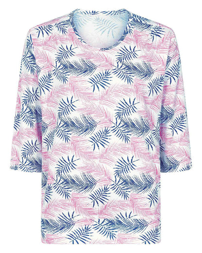 Kyra Patterned 3/4 Sleeved Cotton Blouson Top