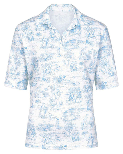 Whitney Patterned Short Sleeved Cotton Polo Top