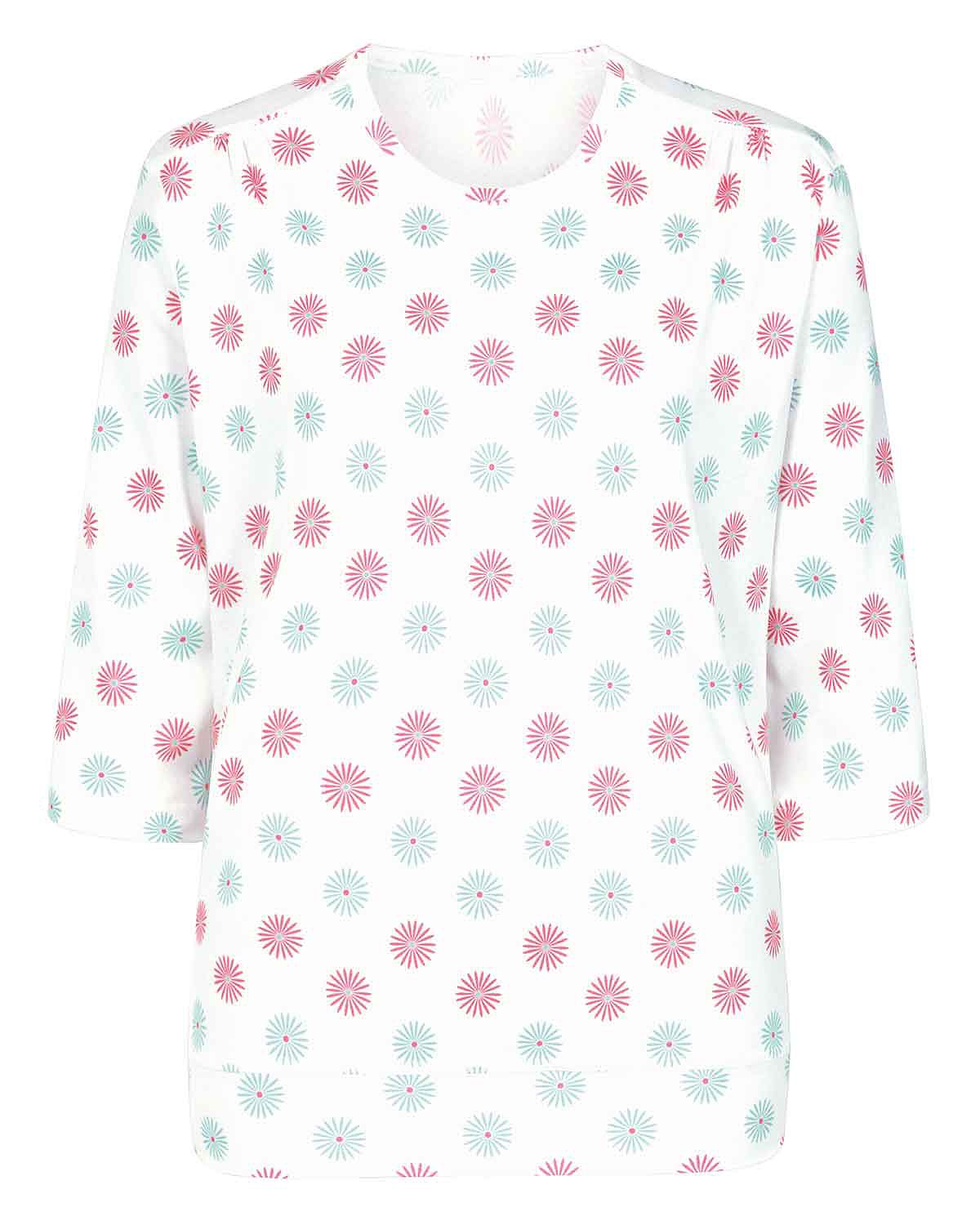 Printed Pure Cotton 3/4 Sleeve Blouson Top - Elise