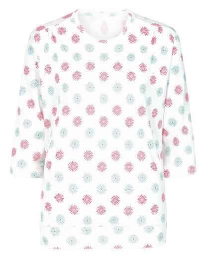 Printed Pure Cotton 3/4 Sleeve Blouson Top - Elise