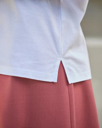 Silky Cotton Ladies Polo Top - White