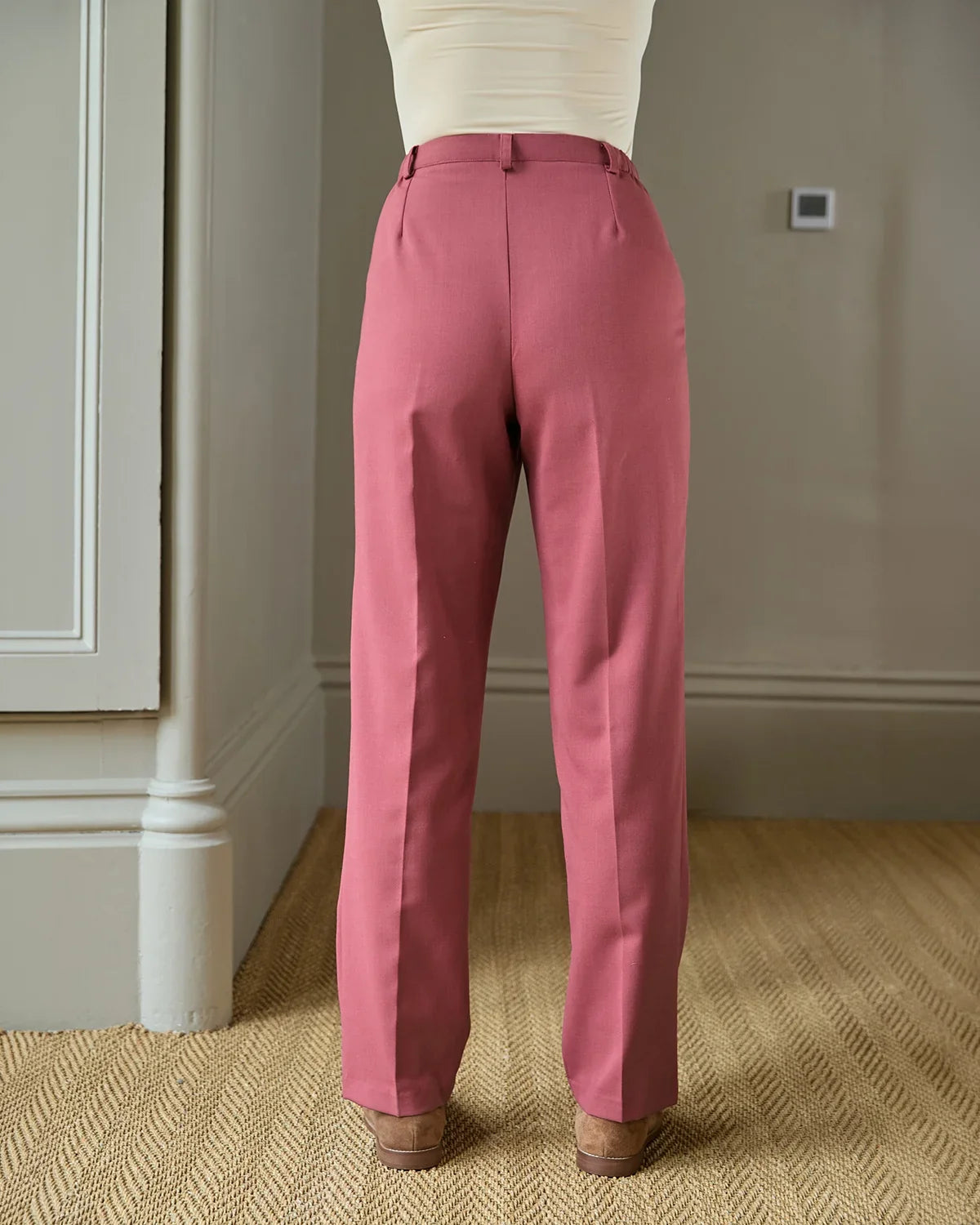 Ladies’ Sandown Wool Blend Straight Leg Trousers – Rosewood