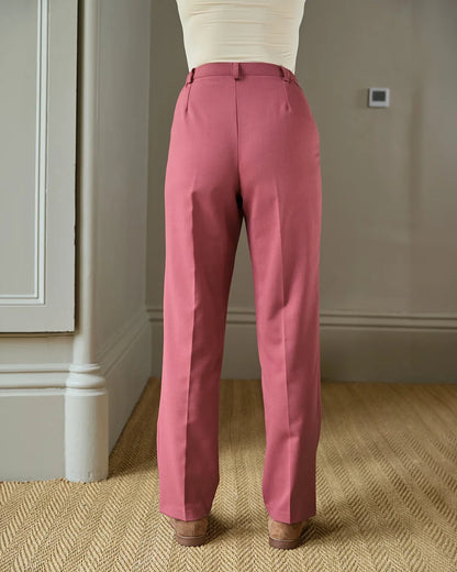 Ladies’ Sandown Wool Blend Straight Leg Trousers – Rosewood