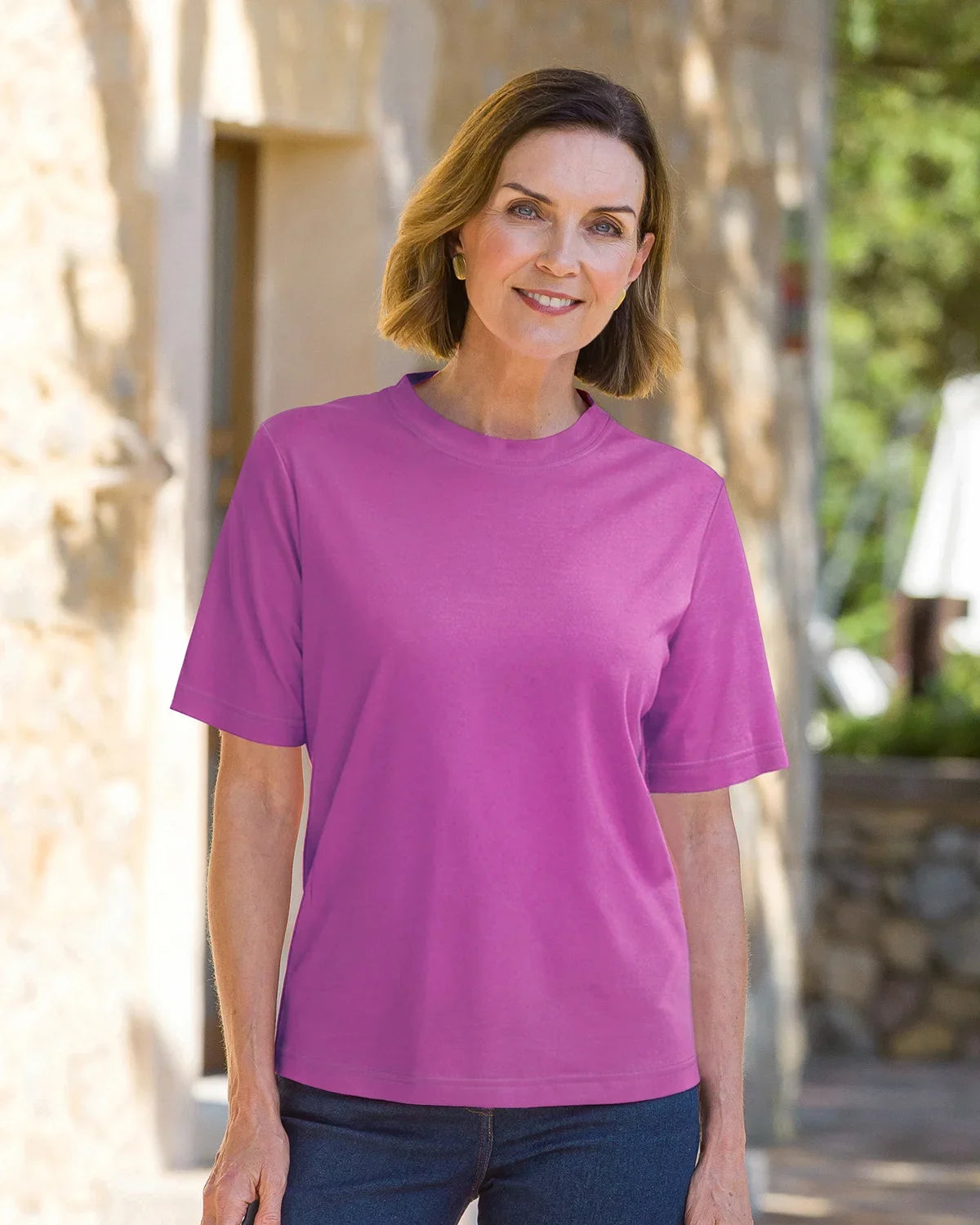 Silky Cotton Crew Neck Top - Viola