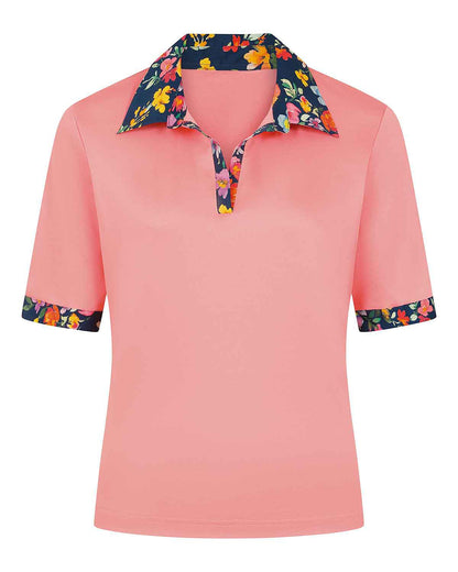 Clarissa Trimmed Short Sleeved Cotton Polo Top