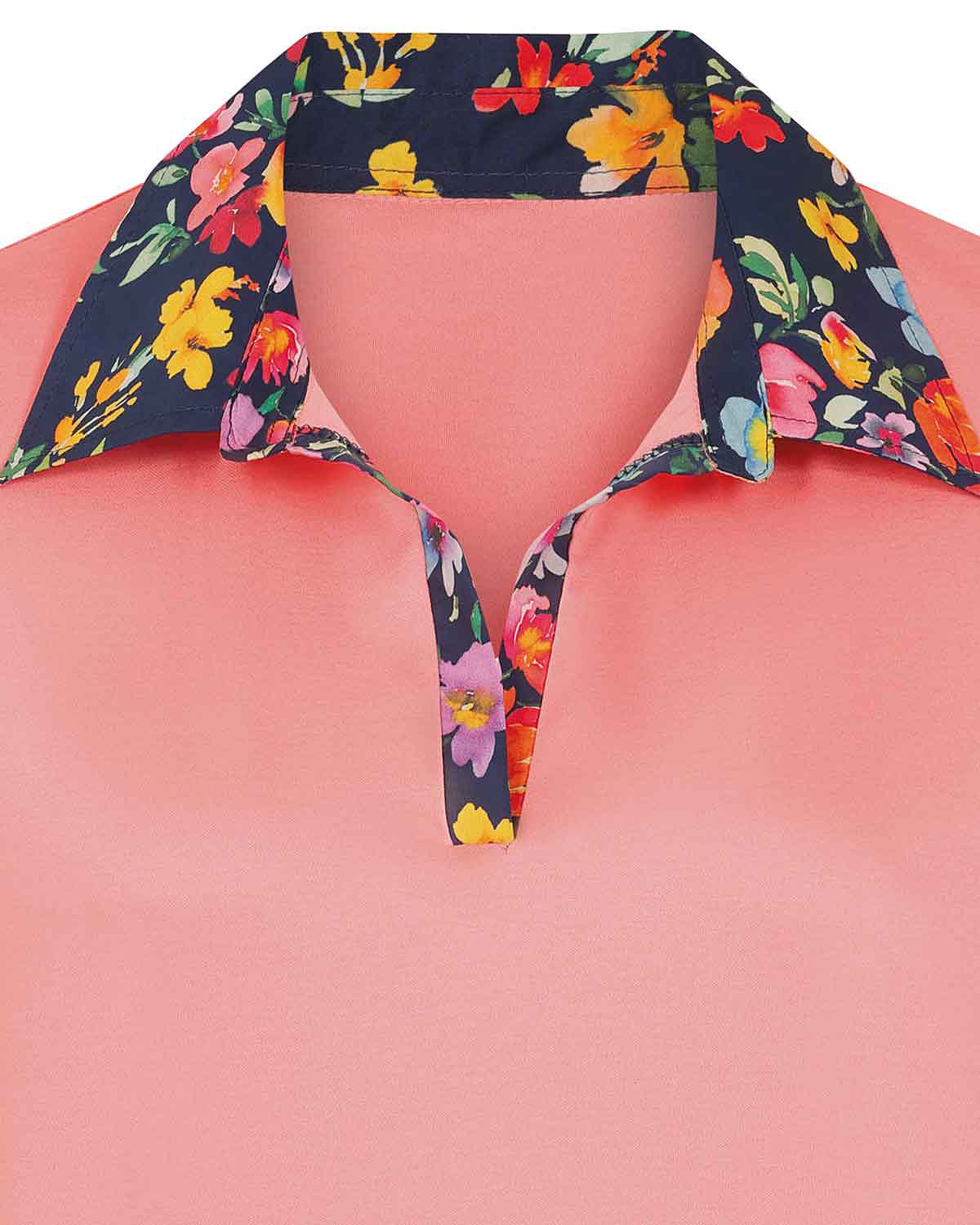 Clarissa Trimmed Short Sleeved Cotton Polo Top