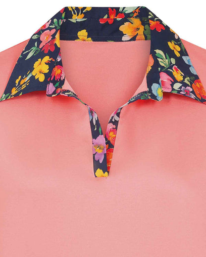 Clarissa Trimmed Short Sleeved Cotton Polo Top