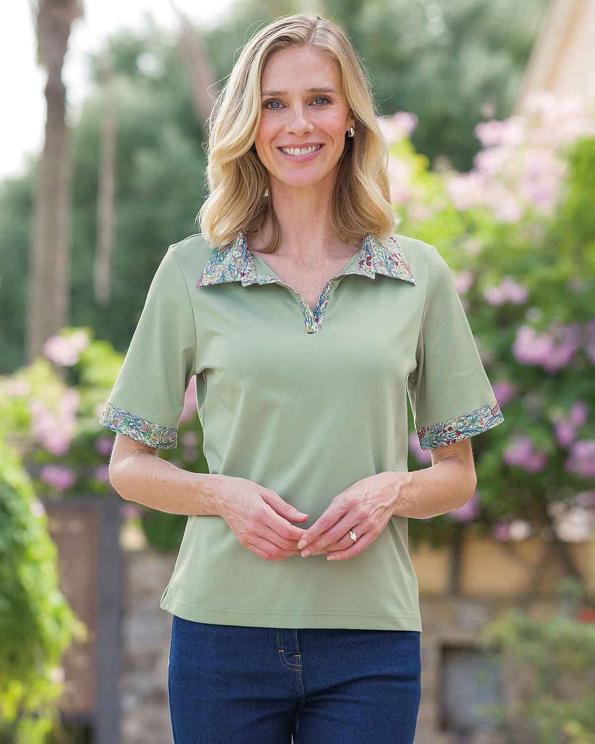 Fiona Trimmed Short Sleeved Cotton Polo Top