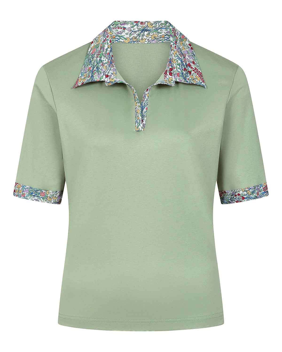 Fiona Trimmed Short Sleeved Cotton Polo Top
