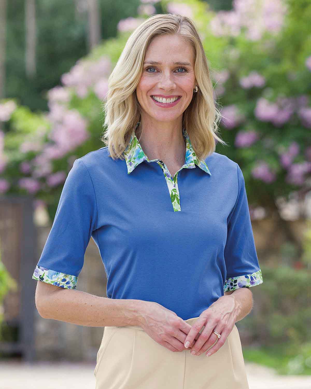Kerrie Trimmed Short Sleeved Cotton Polo Top
