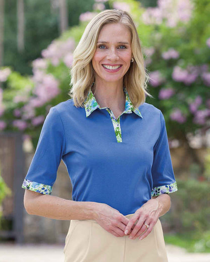 Kerrie Trimmed Short Sleeved Cotton Polo Top