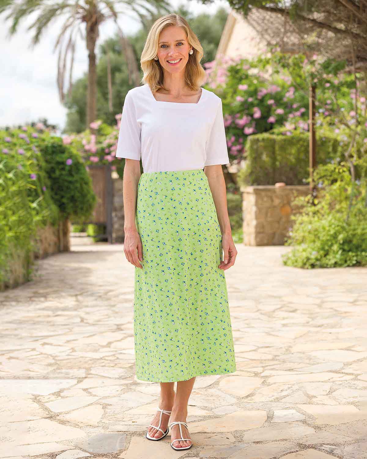 Lily Floral A Line Pull On Skirt