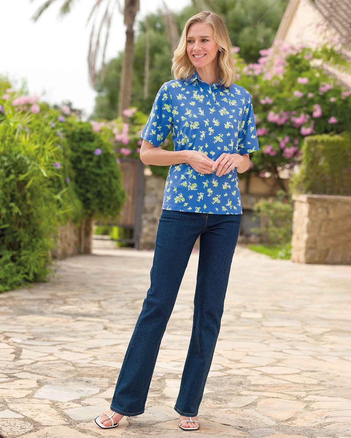 Layla Floral Short Sleeved Polo Top