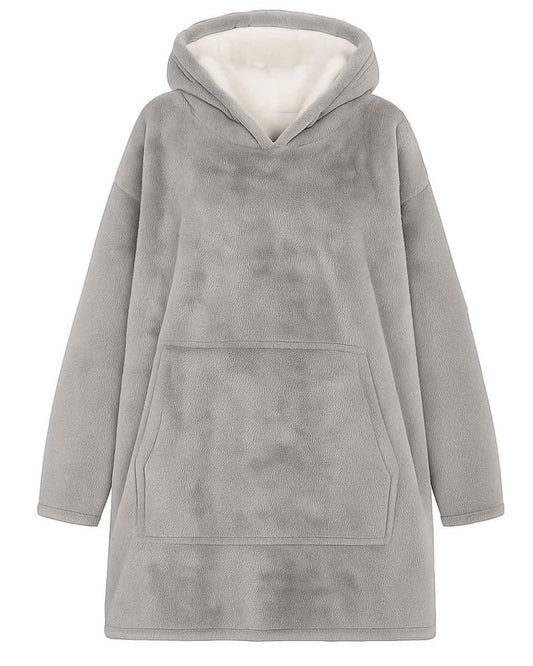 Ladies Grey Fleece Pullover Style Blanket Hoodie