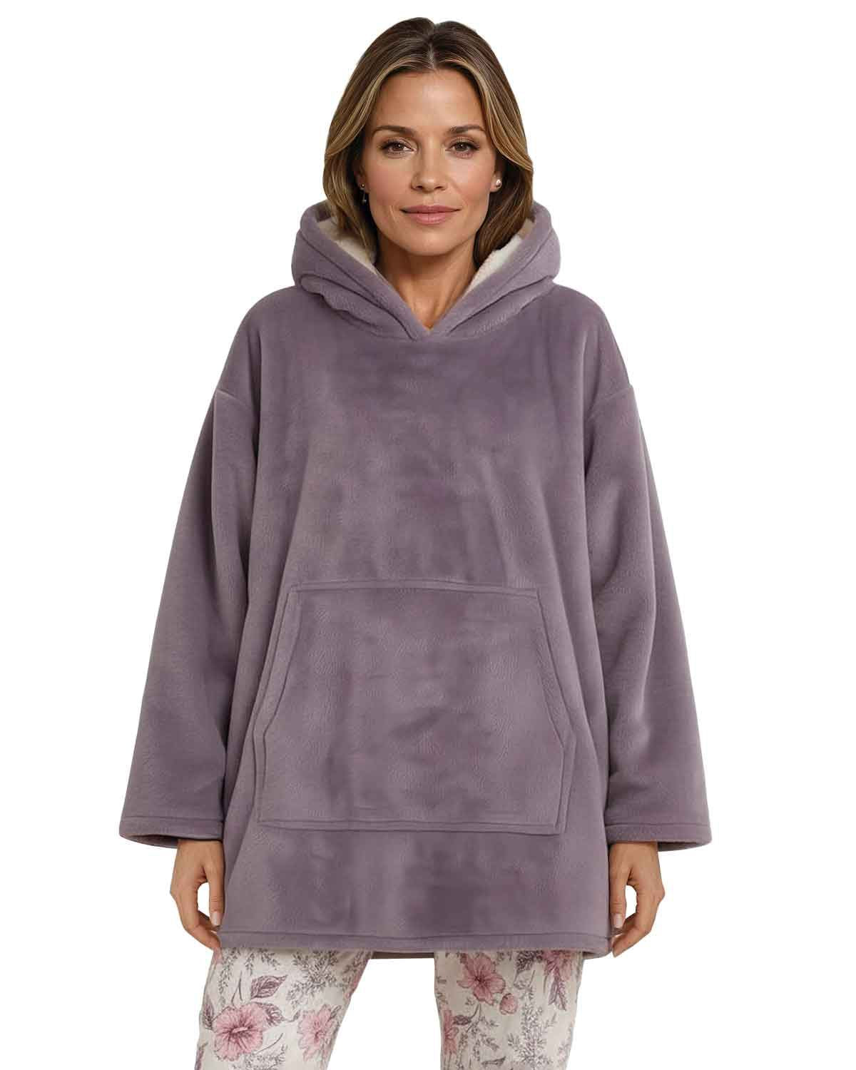 Ladies Lilac Fleece Pullover Style Blanket Hoodie