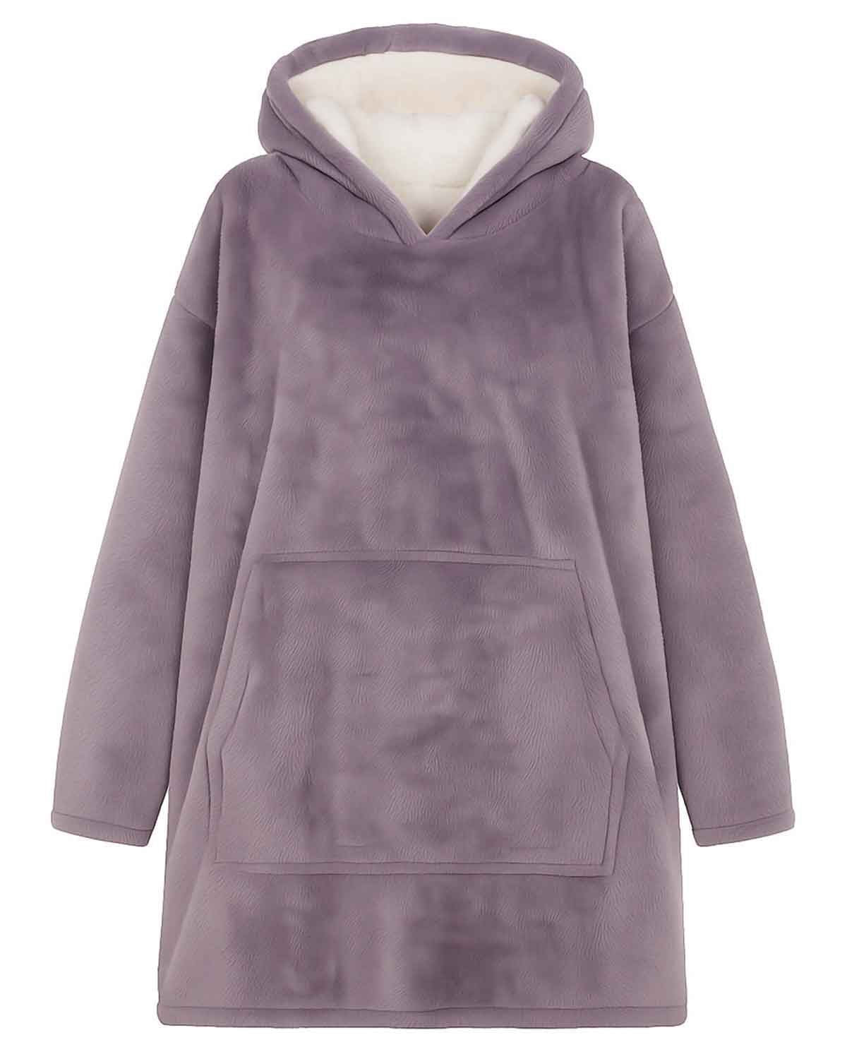 Ladies Lilac Fleece Pullover Style Blanket Hoodie